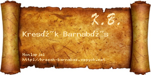 Kresák Barnabás névjegykártya